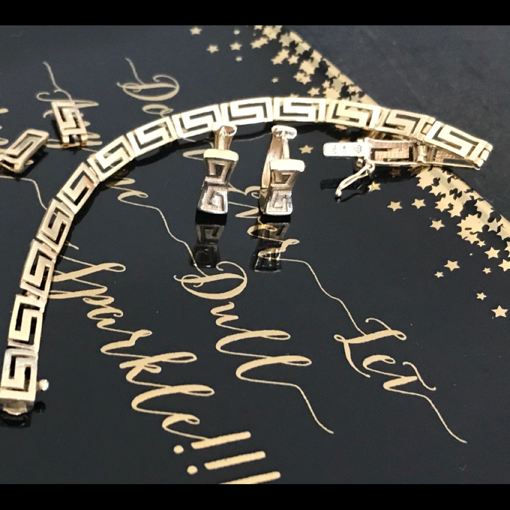 14K gold Greek Goddess Bracelet and earrings